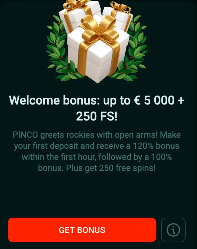Welcome bonus from Pinko